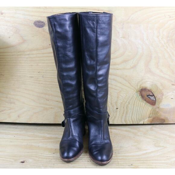 Kate Spade Boots 5M Black Leather Mabelle Riding Equestrian Tall Shoes Italy - Picture 2 of 8